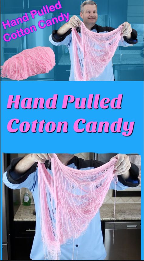 Hand Pulled Cotton Candy Recipe, Making Cotton Candy At Home, Easy Cotton Candy Recipe, Cotton Candy Recipe Homemade, Dragon Beard Candy Recipe, How To Make Cotton Candy Without Machine, Dragons Beard Candy Recipe, How To Make Cotton Candy, Hand Pulled Cotton Candy