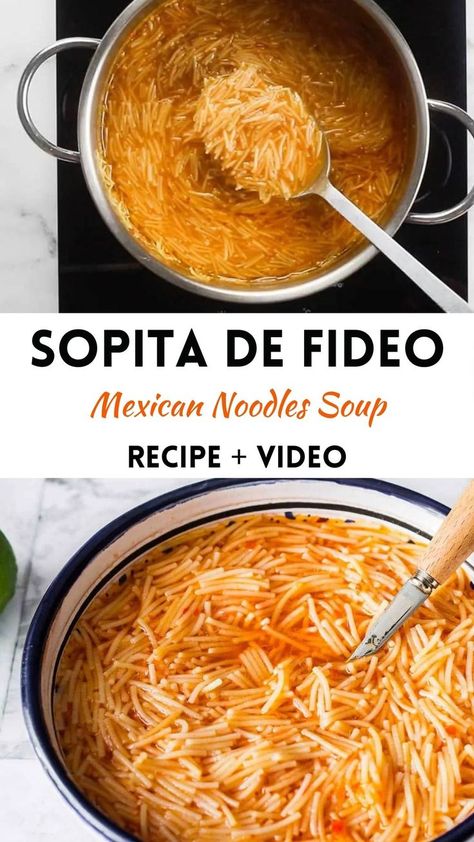 Easy Yummy Mexican Food, Sopas Recipe Mexican, Sopa Soup Recipe, Mexican Noodles Recipes, Fido Mexican Soup, Essen, Homemade Mexican Soup, Fideos Recipe Mexican, Easy Recipes Dinner Mexican