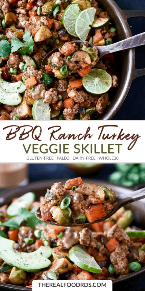 Turkey Veggie Skillet, Veggie Skillet, Dairy Free Recipes Dinner, Whole30 Dinner Recipes, Whole30 Dinners, Dairy Free Dinner, Paleo Dinner, Whole 30 Recipes, Dinner Menu