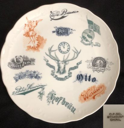 Syracuse China 9 3/4" salesman sample plate. Date code 40 in circle (Jan 1907). Restaurant Plates, Syracuse China, China, Tableware