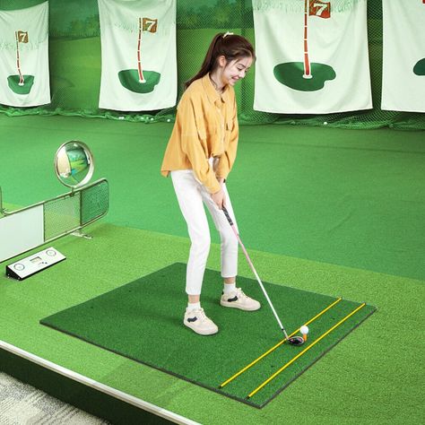 Specifications Size: 20 / 25 / 27 / 32 Color: Green Material: EVA Overall Dimension: 5 ft x 4 ft (L x W) Thickness: 20/25/27/32 mm Key Features: Helpful Alignment Stick: Achieve alignment and improve your accuracy with our included alignment sticks. For example, you can cross the sticks for precise aiming or place them in parallel to ensure proper station orientation. These alignment sticks are a valuable tool that will help you fine-tune your swing and take your game to the next level. Multi-La Golf Mats, Driving Practice, Rowing Machines, Golf Practice, Step Stool Kids, Boxing Equipment, Golf Training, Artificial Turf, Golf Tees