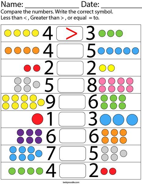 Comparing one-digit numbers Math Worksheet - Twisty Noodle Addition Activity For Preschool, Montessori Math Activities Kindergarten, Worksheet Math For Kindergarten, Montessori Activity For Kids, Math For Kids Worksheets, Maths Worksheet For Kindergarten, Maths For Kindergarten, Maths Activity For Kindergarten, Math Lessons For Preschool