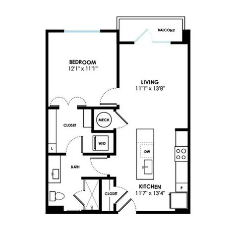 Cypress | 1 Bed Apartment | Hite & Notch Apartments 800 Sq Ft Apartment Layout, 1 Bed Apartment Floor Plan, Apartment Layout 1 Bed, 1 Bedroom Apartment Floor Plan, 1 Bedroom Apartment Layout, Apartment Layouts, 1 Bed Apartment, Balcony Bedroom, Bed Apartment