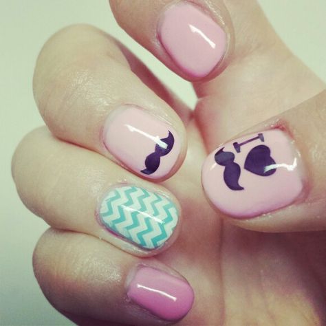 Mustache & Chevron nails! Using stamps. 2014 Mustache Aesthetic, Tumblr Nails 2014, 2014 Nails Tumblr, 2010 Nails, 2012 Nails, Tumblr Nails, 2013 Nails, Mustache Wallpaper, Mustache Nails