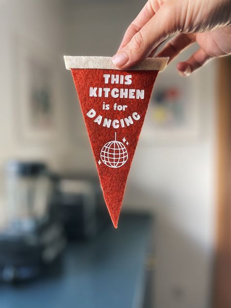 This Kitchen is for Dancing Sign Mini Felt Pennant Gift Custom Flag Banner Disco Ball Aesthetic Modern Kitchen Minimalist Decor Ball Aesthetic Modern, Diy Felt Pennant Flag, Kitchen Minimalist Decor, Kitchen Is For Dancing Sign, Disco Ball Aesthetic, Fridge Shelf, Kitchen Minimalist, Kitchen Is For Dancing, Minimalist Dekor