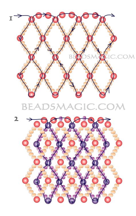 Beading Stitches, Diy Necklace Patterns, Beads Patterns, Beadwork Tutorial, Beaded Necklace Patterns, Beading Netting, Beading Patterns Free, Seed Bead Patterns, Bead Weaving Patterns