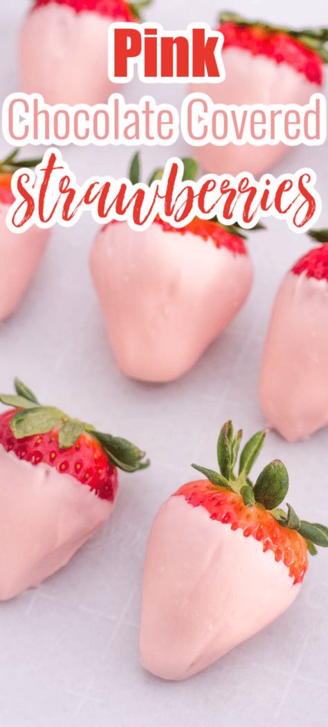 Pink Dipped Strawberries, Pink Chocolate Strawberries, Chocolate Strawberries Recipe, Pink Appetizers, Pink Chocolate Covered Strawberries, Pink Party Foods, Pink Snacks, Pink Treats, Chocolate Covered Strawberry Recipe