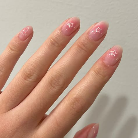 Indigo Almond Nails, Normal Nail Polish Ideas Designs, Pink Manicure Designs, Blush Nails Short, Short Douyin Nail, Short Nails Ideas Pink, Short Aesthetic Nails, Short Jelly Nails, Cute Korean Nail Art