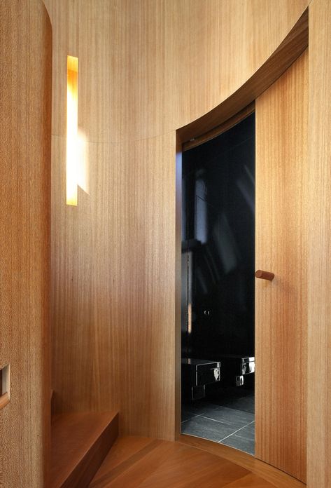 B-ILD combines two apartments to create live-work penthouse Curved Door, Wooden Staircase, White Internal Doors, Internal Wooden Doors, Curved Wall, Internal Sliding Doors, Australia House, Craftsman Interior, Interior Wood Doors