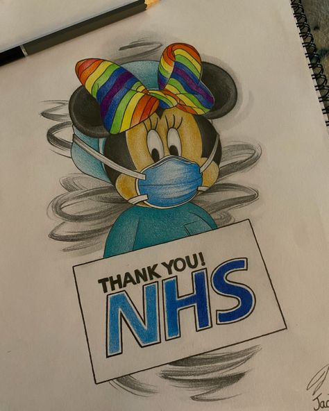 Beautiful Thankyou NHS appreciation drawing by Jack Charlie Stone - #drawing #nhs #thankyou #thankful #support #artist #art #work #uk #minniemouse #proud Worker Drawing, Stone Drawing, Inspirational Drawings, Pencils Drawings, Animal Stencil, Drawing Artwork, Art Project, Artist Art, Creative Inspiration