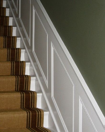 Stair Panels in White Painted Heritage style Panelled Stairs Basic Bedroom Wood Paneling, Wainscoting Height, Paneling Makeover, Black Wainscoting, Stair Paneling, Wainscoting Stairs, Wainscoting Kitchen, Faux Wainscoting, Wood Wainscoting