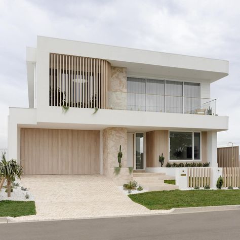 We’ve received so many questions about our HAAUS.5 facade so we thought we’d share a few of the details with you before next Sunday’s… | Instagram Beach Balcony Ideas, Kizimkazi Zanzibar, Modern Coastal Exterior, House Facades Australia, Split Level House Exterior, Coastal Home Exterior, White Exterior Houses, Modern Coastal Home, Aluminium Cladding