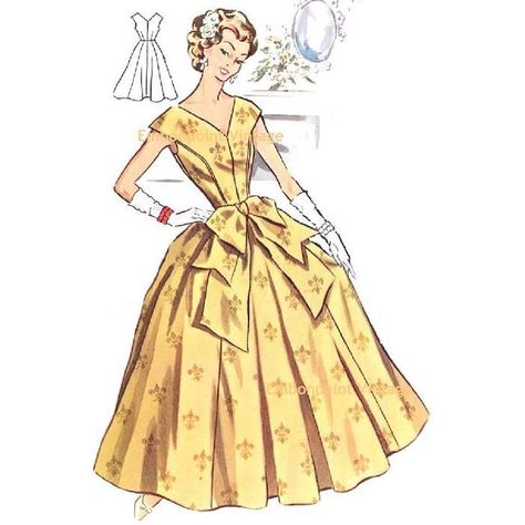 Coquette 60s, 1950’s Dress, 50s Patterns, Evening Dress Pattern, House Protection, 1950s Dress Patterns, Elizabethan Fashion, Evening Dress Patterns, 1950 Fashion