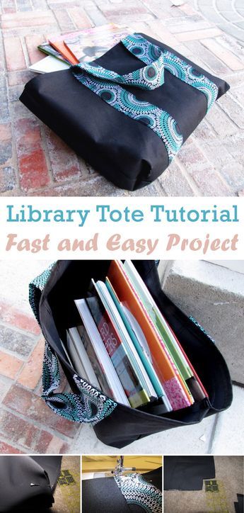 How-To: Library Tote Bag | Library book bag, Library tote bag, free sewing tutorial Diy Library Book Bag, Library Bag Diy, Book Bag Patterns To Sew, Library Book Bags For Kids, Book Tote Bag Pattern, Book Bag Sewing Pattern, Diy Book Bag, Book Bag Pattern, Diy Tote Bag Pattern