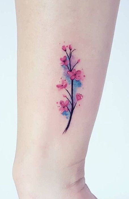 Floral Watercolor Tattoo, Tattoo Fairy, Small Watercolor Tattoo, Blossom Watercolor, Cherry Blossom Watercolor, Kunst Tattoos, Girls Tattoo, Watercolor Tattoos, Small Tattoos Simple