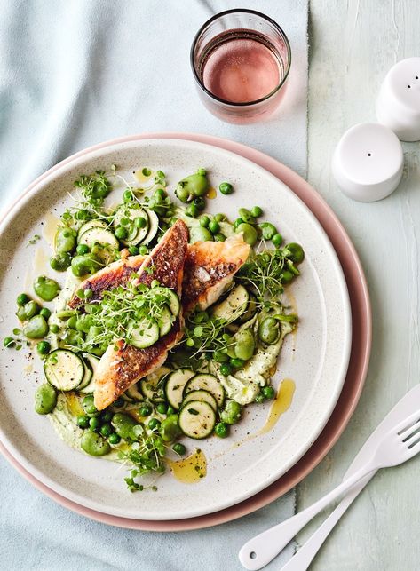 Crispy-Skinned Snapper with a Spring Salad - Dish Spring Recipes Vegetarian, Healthy Spring Recipes, Healthy Greens, Spring Recipes Dinner, Crispy Fish, Spring Dishes, Spring Dinner, Salad Dishes, Fine Dining Recipes