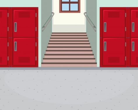 Cartoon Background School, School Hallway Background, Gacha School, Hallway Background, Webtoon Background, High School Drawing, Wordless Picture Books, Background School, Meeting Hall