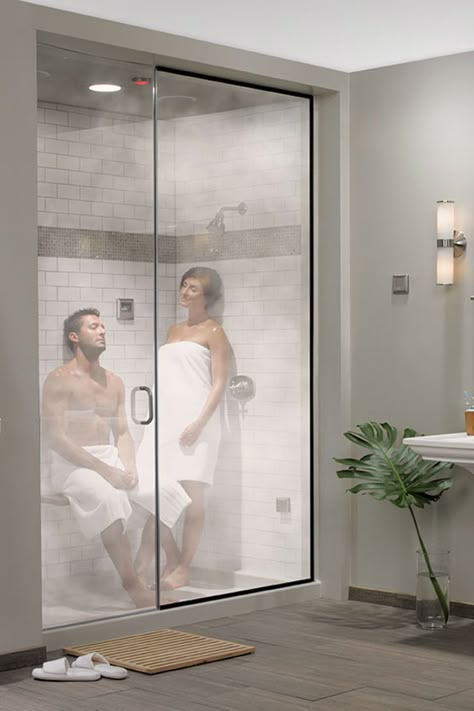 EliteSteam makes the luxury of an in-home steam shower surprisingly affordable and delivers dependable quality backed by the leading manufacturer of steam and sauna products for more than 60 years. Steam Room Bathroom, Spa Master Bath Luxe, Steam Shower Bathroom Ideas, Shower Steam Room, Shower And Steam Room Combo, Steam Bath Design, Steamroom Shower Combo, Shower And Sauna Combo, Shower Steam Room Combo