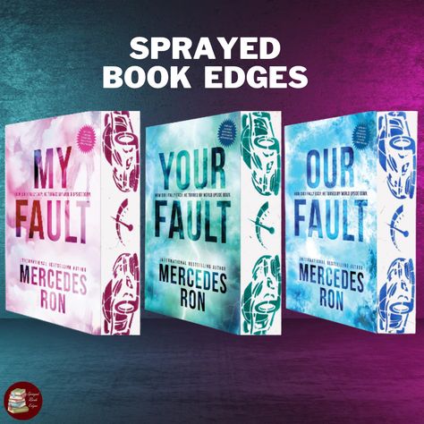 My Fault, Your Fault, Our Fault Culpable Series Mercedes Ron Sprayed Edges Custom-made Special Edition, Culpa Mia, Culpa Tuya, Culpa Nuestra by SprayedBookEdges on Etsy Culpa Mia Book, Mia Culpa, Special Edition Books, Book Edges, Your Fault, My Fault, Book Dragon, Painted Books, Book Set