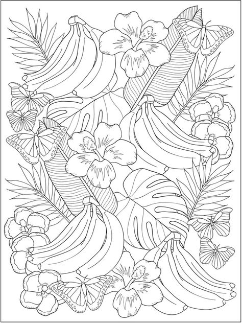 Welcome to Dover Publications Tropical Colouring Pages, Deviant Art Coloring Pages, Tropical Coloring Pages, Adult Colouring Printables, Dover Publications, Hello Kitty Coloring, Adult Colouring Pages, Free Adult Coloring Pages, Adult Coloring Book Pages