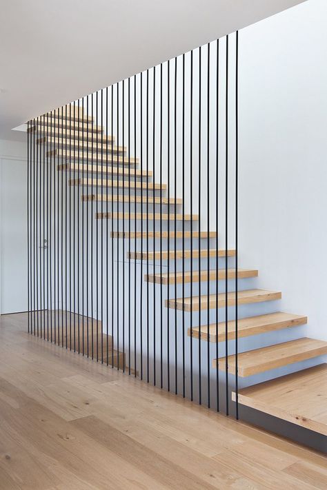 Cable Stair Railing, Stair Railing Kits, Waterfall House, Modern Stair Railing, Rustic Stairs, Diy Staircase, फोटोग्राफी 101, Stair Railing Design, Concrete Stairs