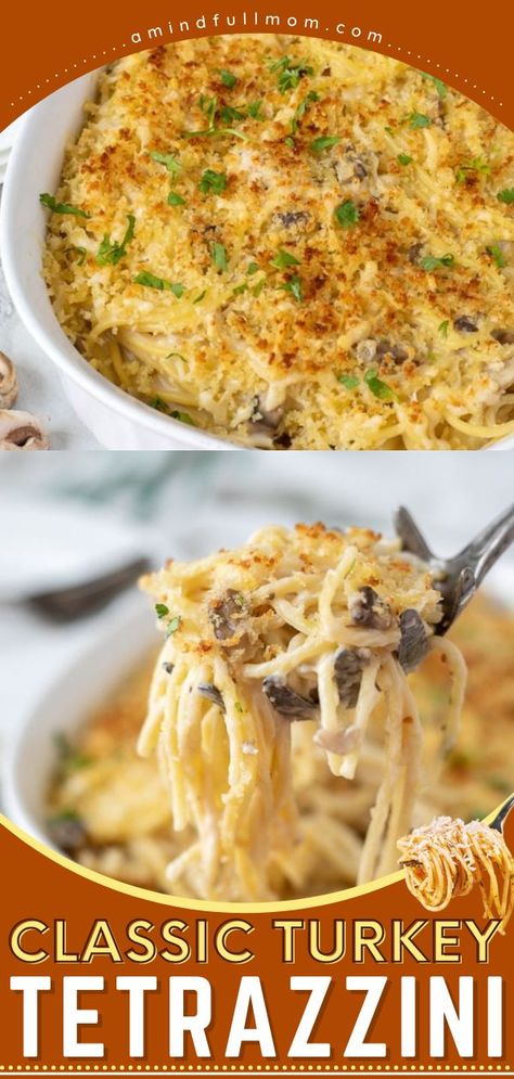 Turkey Tetrazzini, thanksgiving leftovers, simple dinner recipes Turkey Tetrazzini Easy, Turkey Tetrazzini Recipe, Turkey Casserole Recipe, Chicken Tetrazzini Recipes, Classic Turkey, Turkey Tetrazzini, Canned Soup, Turkey Casserole, How To Make Turkey