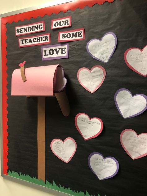 Mailbox Bulletin Board Ideas, Valentine Decorations Classroom, Valentines Day Birthday Board Classroom, Pink Shirt Day Bulletin Board Ideas, Valentines Day Classroom Ideas, Valentines Desk Decorations Offices, Feb Bulletin Board Ideas, Valentines Day School Decorations, Valentines Hallway Decor School