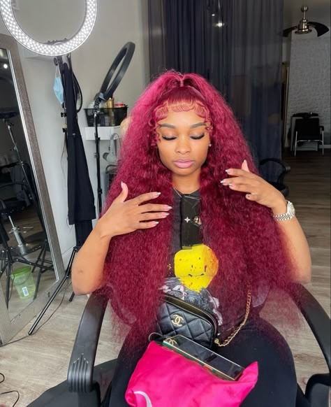 Burgundy Water Wave Wig Hairstyles, Burgundy Deep Wave Wig Hairstyles, Lacefront Wig Styles, Wave Wig Hairstyles, Wigs Styles, Lace Wigs Styles, Water Wave Wig, Deep Wave Wig, Braiding Your Own Hair