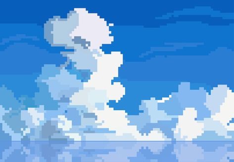 Pixel style of cloud in the sky with ref... | Premium Vector #Freepik #vector #sky #pixel-art #pixel #sky-illustration Pastel Blue Background, Cool Pixel Art, Pixel Art Games, Cute Pastel Wallpaper, Egyptian Gods, Pastel Wallpaper, Game Design, Premium Vector, Game Art