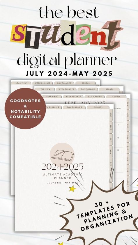 digital planner for students | mid year digital planner for ipad | goodnotes aesthetic planner mi... coverplanner #printabledailyplanner Goodnotes Aesthetic, Homeschool Student Planner, University Planner, Planner For Students, Student Weekly Planner, Digital Planner For Ipad, Mid Year Planner, Planner For Ipad, Aesthetic Planner