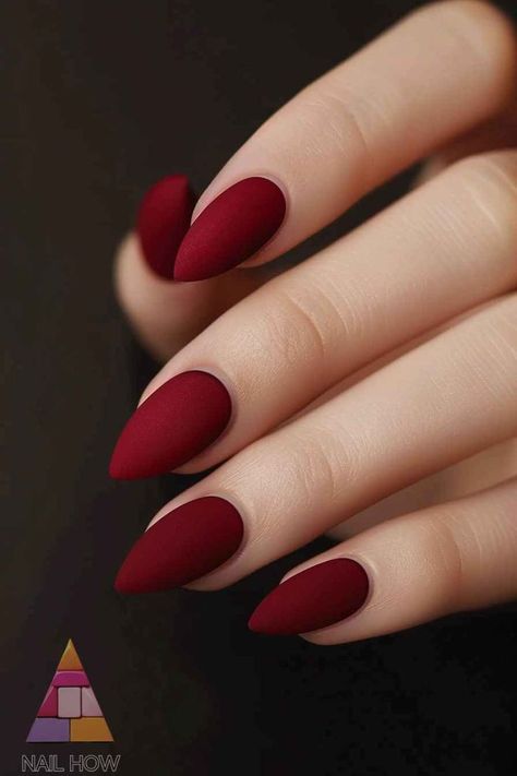 Matte Nails Different Colors, Red Art Nail Designs, Mate Red Nails Design, Matte Colored Nails, Matt Red Nails Design, Mat Red Nails, Red Matte Acrylic Nails, Red Claw Nails, Matt Red Nails