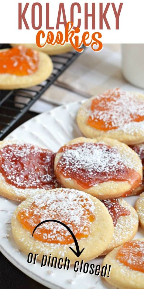 Welch Cookies Recipe, Kolachy Cookies Easy, Wondra Flour Recipes, Klotchky Cookies Recipe, Easy Kolache Recipe, Klochkies Cookies, Kolachky Cookie Recipe, Kolache Cookies, Turtle Lasagna