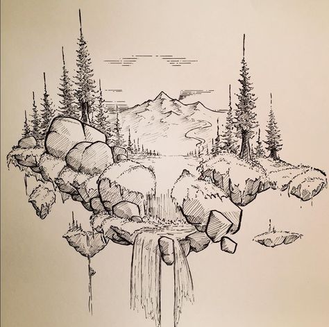 Landscape Pencil Drawings, Draw Step By Step, Cool Tattoo, Nature Art Drawings, Pen Art Drawings, Landscape Sketch, Nature Drawing, Pencil Art Drawings, Landscape Drawings