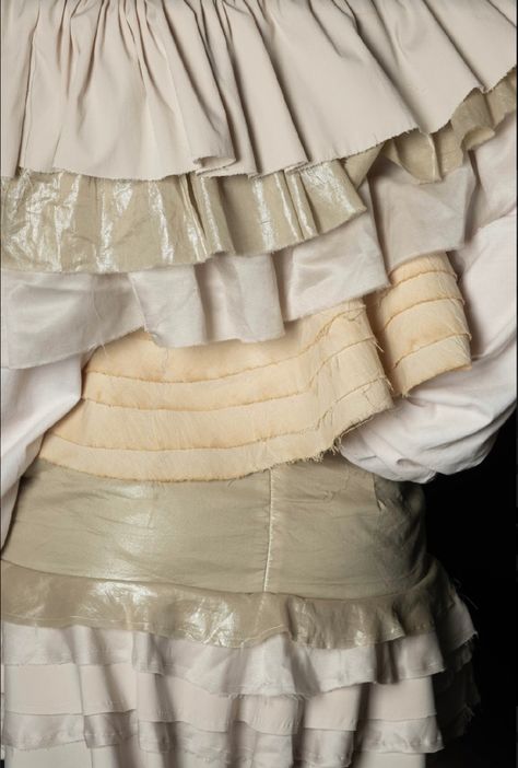 Ruffles Inspiration Board, Fabric Ruffles Diy, Frills And Ruffles Fashion, Fastenings Fashion Details, Ruffles Textiles, Ruffling Fabric, Ruffles Fashion Runway, Layers Textiles, Ruffle Aesthetic