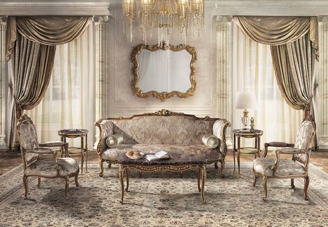 Baroque Interior Living Room Italian Furniture Living Room, Baroque Interior Design, Classic Furniture Living Room, Neoclassical Furniture, Baroque Interior, Italian Living Room, Istoria Artei, Luxury Italian Furniture, Glam Living Room