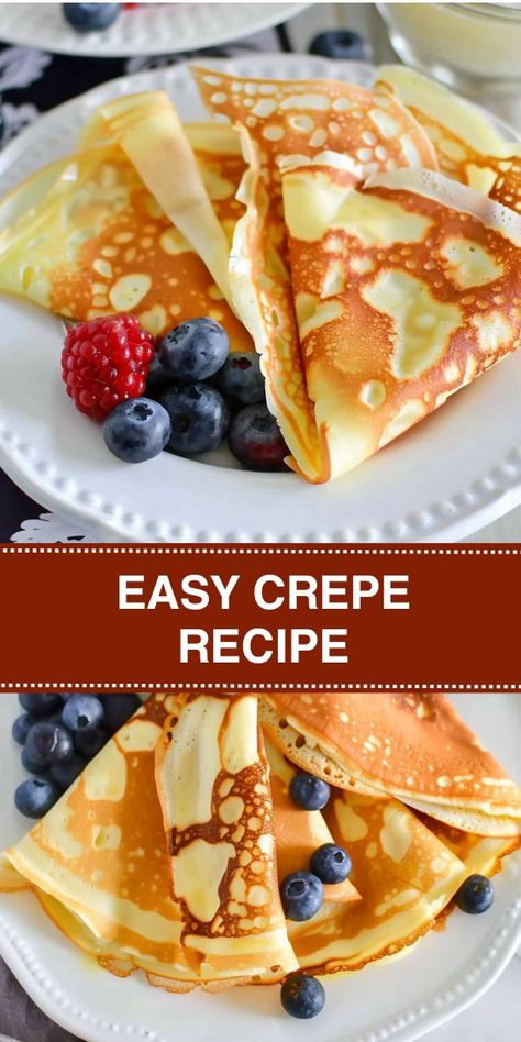 Discover the easiest crepe recipe that's perfect for breakfast, brunch, or dessert. With simple ingredients like milk, eggs, butter, and flour, you can create light and delicious crepes in no time. Follow our step-by-step instructions Freezing Crepes, Betty Crocker Crepes Recipe, Crepes Ideas Breakfast, Crepe Recipe No Egg, Perfect Crepe Recipe, Easy Crepes Recipe Simple, Home Made Crepes, Condensed Milk Crepes, Dessert Crepes Recipe