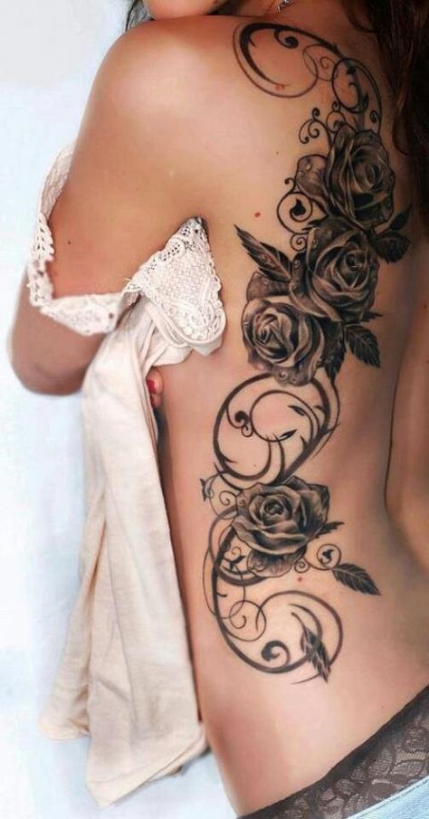 32 Beautiful Rose Tattoos for Women Girl Rib Tattoos, Swirl Tattoo, Waist Tattoos, Rose Tattoos For Women, Beautiful Flower Tattoos, Cat Tattoos, Geniale Tattoos, Tattoo Girls, Tiny Tattoo