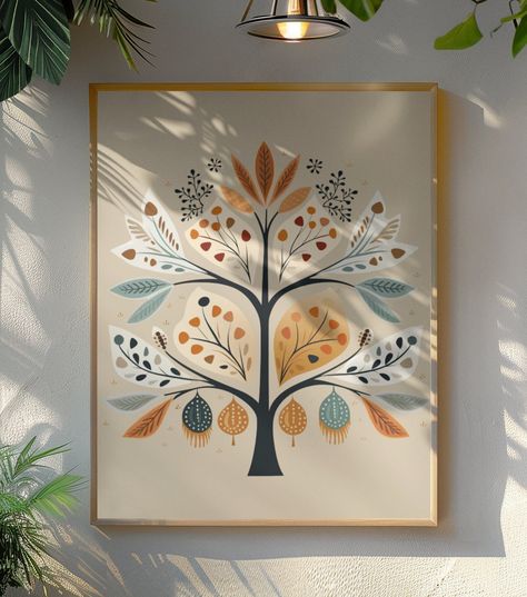 Boho Tree of Life Wall Art Poster - Scandinavian Folk Art Print Scandi Tree Wall Art - Nordic Print Norwegian Boho Decor Boho Tree Scandinavian Art Poster - Nordic Folk Art Decor Add a touch of Scandinavian charm to your living space with this stunning Boho Tree Wall Art Poster. This unique piece features a beautiful Tree of Life design inspired by Norwegian Folk Art, making it the perfect addition to any Boho or Nordic themed decor. Made with high-quality materials, this Scandinavian Print Art Scandi Art Prints, Folk Art Inspiration, Scandinavian Bohemian Interior, Folk Art Trees, Scandi Wall Art, Scandinavian Illustration, Nordic Folk Art, Norwegian Art, Posters Diy