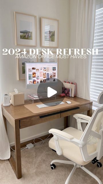 Home Work Stations Ideas, How To Make Your Desk Aesthetic, Desk Organization Ideas Office, Work Station Ideas Home, Work Stations Office Design, L Shaped Desk Office Layout, Office Setup At Home, Amazon Office Must Haves, Amazon Office Finds