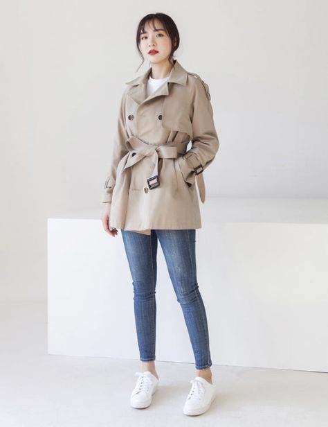 Short trench coat outfit