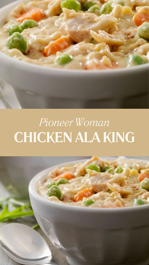 Pioneer Woman Chicken Ala King Chicken Ala King, Chicken A La King Recipes, Pioneer Woman Chicken, Chicken A La King, Comfort Dinner, Hearty Chicken, Pre Cooked Chicken, Pioneer Woman Recipes, Cooking Chicken To Shred