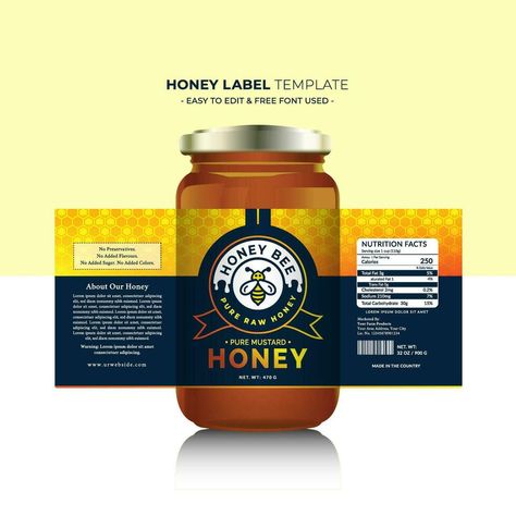 Honey Label Design, Honey Jar Labels, Honey Label, Packaging Idea, Honey Packaging, Organic Recipes Healthy, Honey Shop, Honey Design, White Minimal