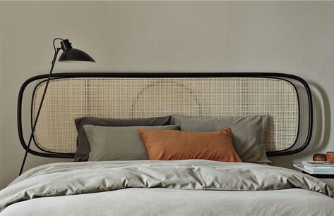 New Collaboration with Selected Designers from Gebrüder Thonet Vienna - InteriorZine Double Bed Designs, Note Design Studio, Rattan Headboard, Black Headboard, Yellow Bathrooms, Design Innovation, Bedroom Inspo, Bed Sizes, Design Awards