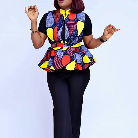 Peplum top African Blouses Ankara Peplum Tops, Ankara Peplum Blouse, Peplum Top Outfits, Ankara Blouses, Ankara Peplum Tops, Ankara Blouse, African Blouses, African Dresses Modern, Peplum Tops