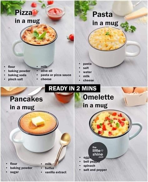 Pizza In A Mug, Mug Meals, Microwave Mug Recipes, Mug Recipes, Microwave Cooking, In A Mug, Bariatric Recipes, Microwave Recipes, Sweet Snacks Recipes