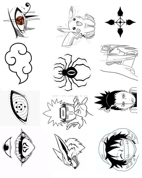 Flash Tattoo Anime, Flash Tattoo Sleeve, Basic Tattoos, Tattoo Anime, Manga Tattoo, Clever Tattoos, Wicked Tattoos, Naruto Tattoo, Cartoon Character Tattoos