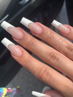 Long Acrylic Nails Coffin White French Tip, White Tip Long Acrylic Nails, Cancun Nail Ideas Acrylic, Matte French Tip Nails White, King Kylie Nails, Basic White Acrylic Nails Coffin, White Medium Coffin Acrylic Nails, White French Long Acrylic Nails, Unghie Nail Art