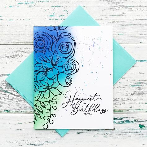 Sketched Flowers, Birthday Card Drawing, Card Drawing, Birthday Cards Diy, Card Kits, Card Kit, Greeting Card Design, Distress Ink, Floral Cards