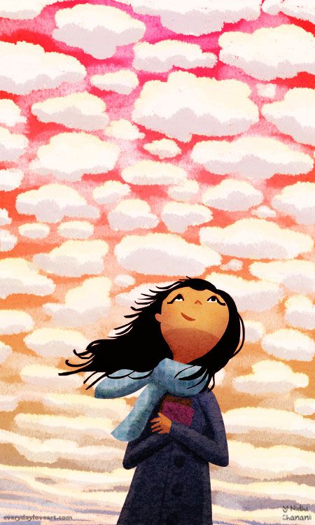 wonderfulworld Nidhi Chanani, What A Wonderful World, Cloud Art, Wonderful World, Childrens Illustrations, Girls Room Decor, Children's Book Illustration, Whimsical Art, Cute Illustration