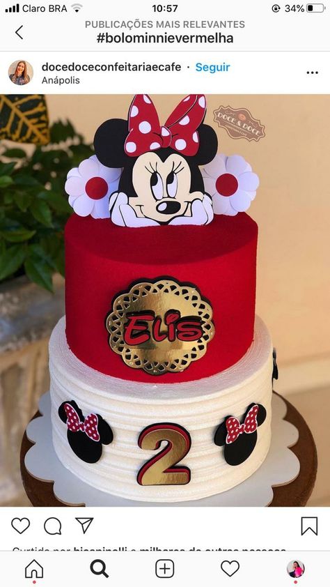 Minnie Mouse Birthday Theme, Minnie Mouse Birthday Cakes, Bolo Minnie, Minnie Mouse Cake, Minnie Party, Baby Birthday Cakes, Mini Mouse, Minnie Mouse Party, Minnie Mouse Birthday